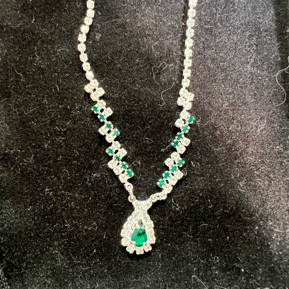 Silver and Green Necklace
